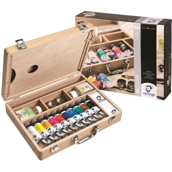 Van Gogh Olieverf kist Basic met 10 kleuren in tubes van 40 ml + accessoires