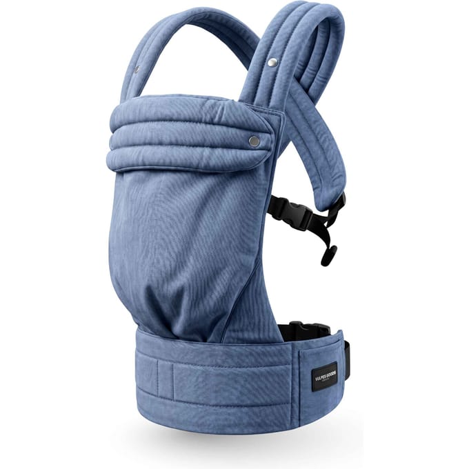 Vulpes Goods® BabyCare - Draagzak – Ergonomische Baby Draagzak 0-36 mnd – Luxe Buikdrager tot 20 kg – OEKO-TEX® Katoen – Handsfree Comfort - Met Rugsteun & M-Positie - Denim Indigo