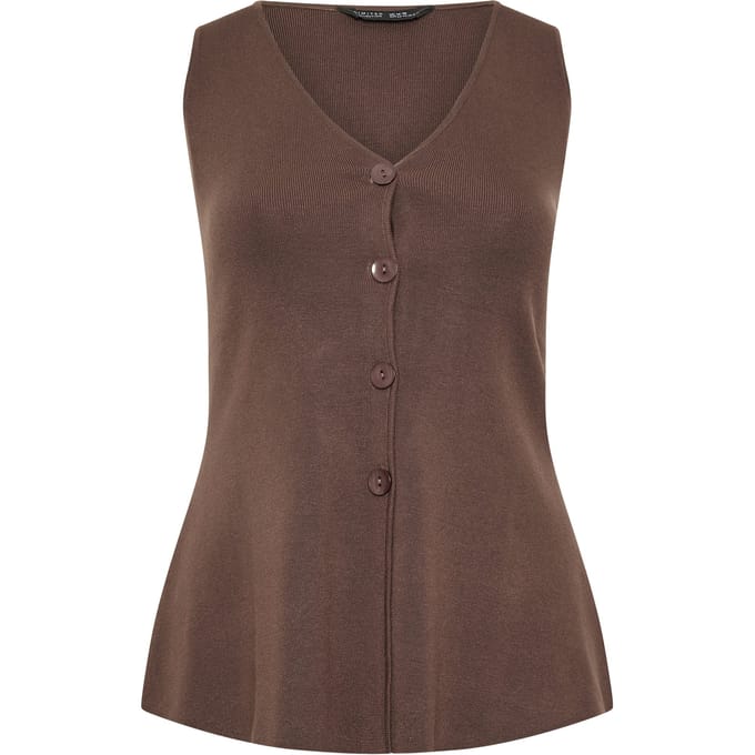 Limited Collection Chocoladebruin Gilet Met Uitlopende Zoom Size 46-48