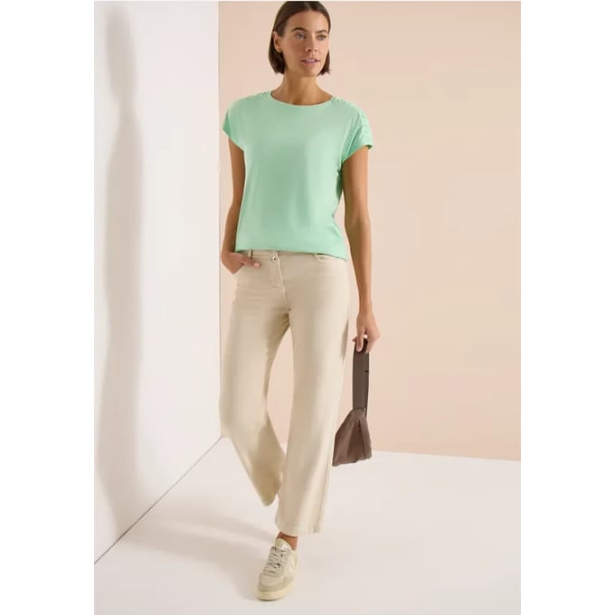 Shirt met korte mouwen en rimpels