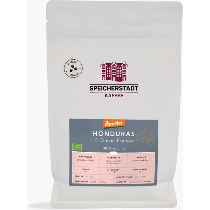Speicherstadt Honduras 18 Conejo Bio Demeter Espresso 500g
