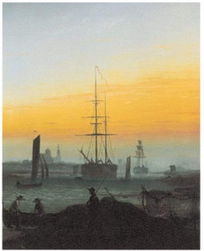 Kunstdruk Caspar David Friedrich - Der Greifswalder Hafen 30x40cm