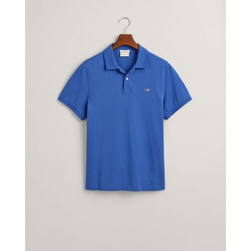 Gant Polo Fine Shield Short Sleeve Piqué Uni Rich Blue / male
