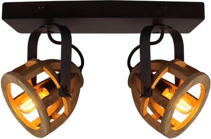 Brilliant Plafondspot Matrix Wood Hout 2xe14