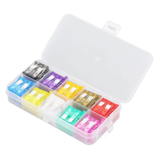 100 stuks Auto Zekering Steekzekering Medium 2A?35A 10 Soorten Zekeringen Assortimentsset Kit voor Bescherming gray