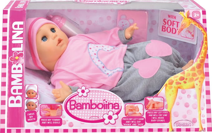 Pop met bewegende mond en geluid - Molly Bambolina - 40 cm.