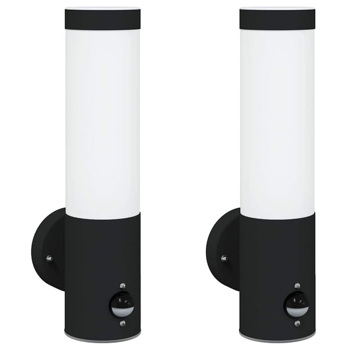 vidaXL Buiten Wandlamp 2 st Zwart 12 x 8,5 x 29 cm