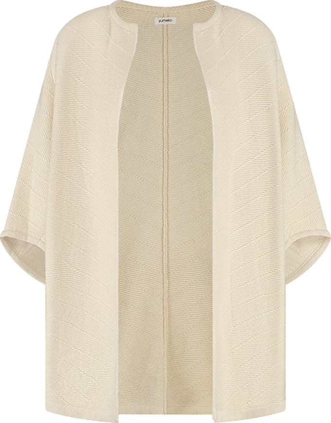 Yumeko kimono vest gebreid katoen warm wit