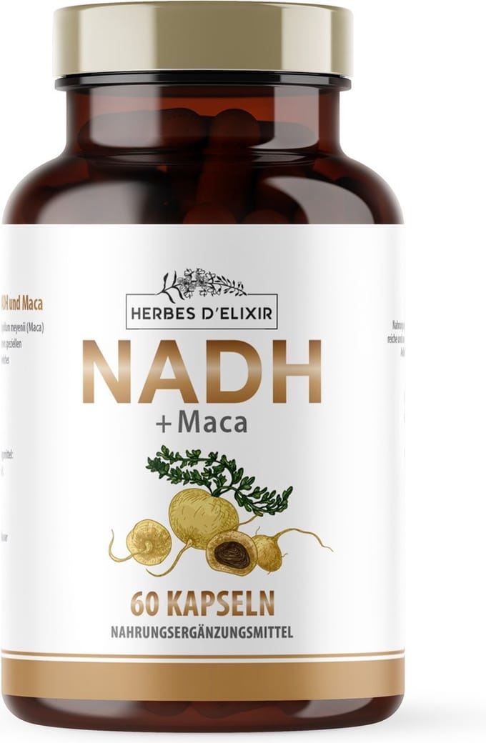 NADH 20 mg + Maca 400 mg - 60 Capsules - Lepidium Meyenii - Ondersteunt Energieproductie