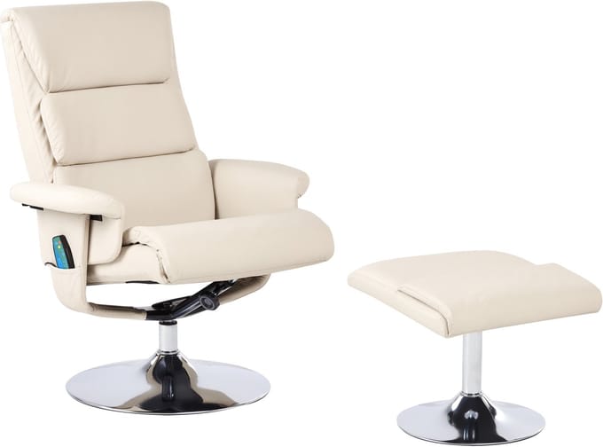 LEGEND - Relaxfauteuil met voetenbank - Lichtbeige - Kunstleer