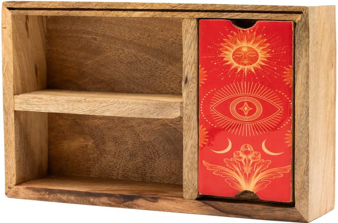 Tarotdoos met Drie Vakken en Kaarthouder