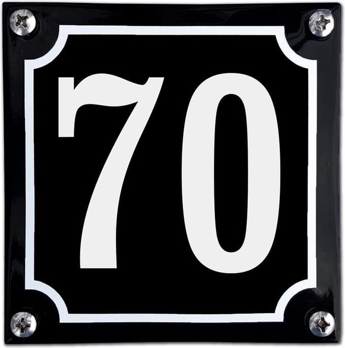 Zwart emaille huisnummer  - 70