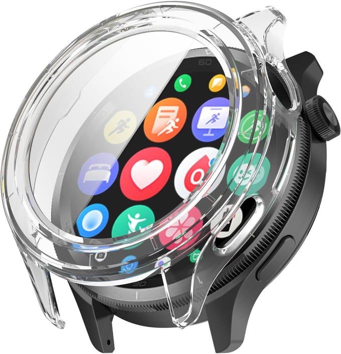 Strap-it Hard case hoesje met screen protector glas - geschikt voor Xiaomi Watch S4 (transparant)