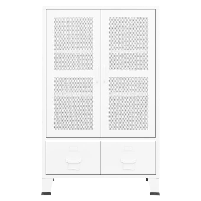 vidaXL - Opbergkast - industrieel - 70x40x115 - cm - metaal - wit