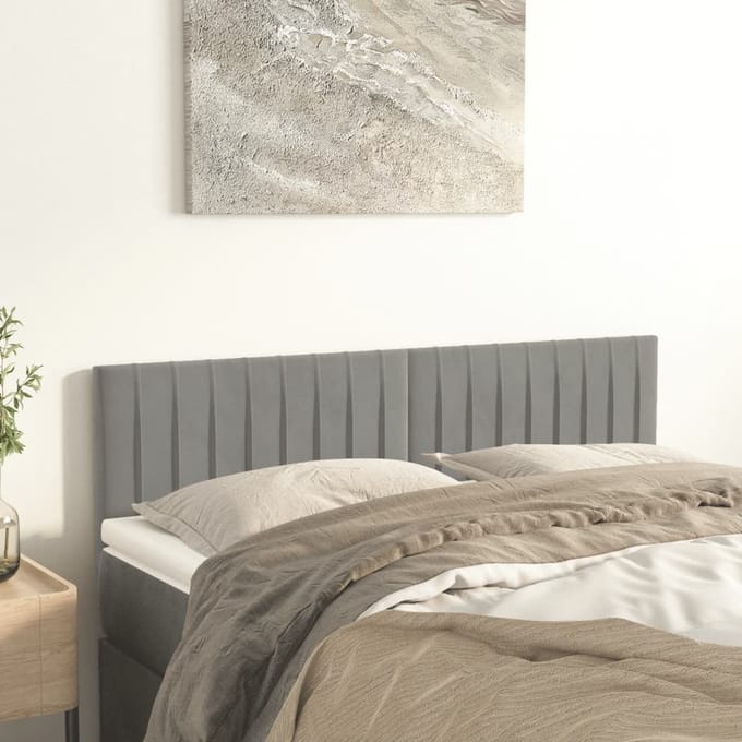 vidaXL - Hoofdborden - 144x5x78/88 - cm - fluweel - lichtgrijs