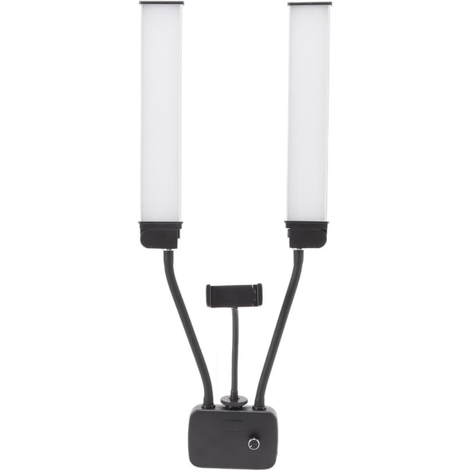 LED Vullicht 3200K tot 5600K Dubbele Armen Helderheid Verstelbaar USB met Telefoonhouder Video EU Plug white