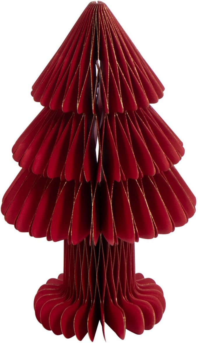 J-Line decoratie Kerstboom Vouwbaar - papier - kerstrood - small