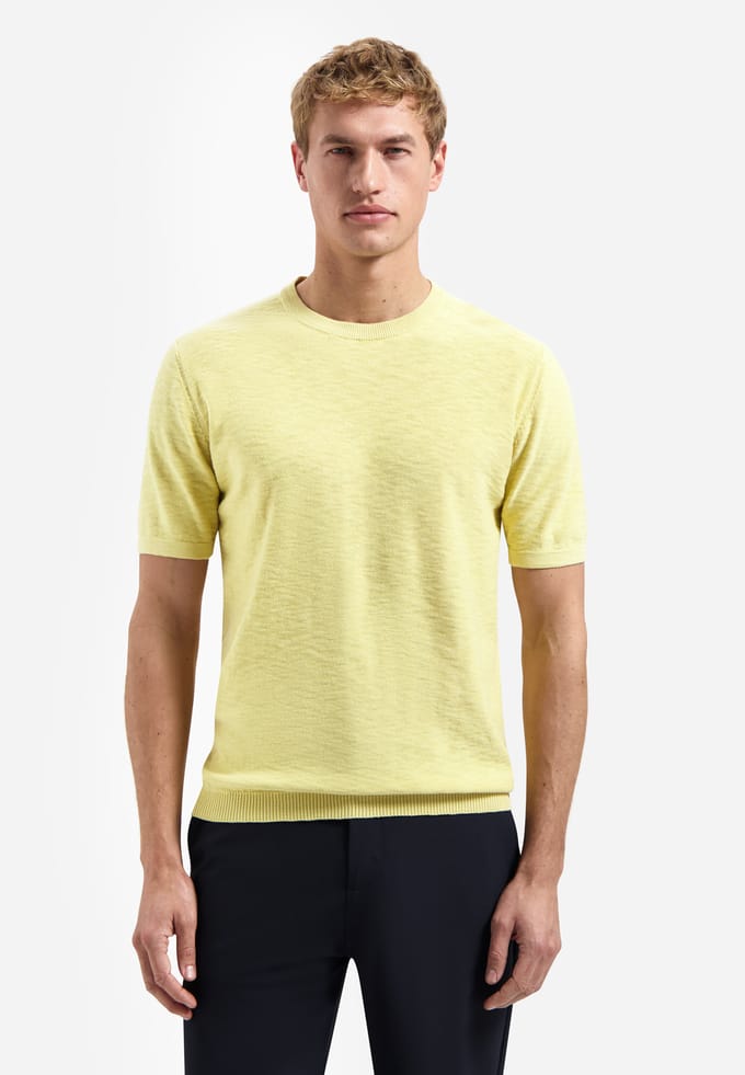No Excess Pullover Short Sleeve Crew Neck Slub Yellow  2XL