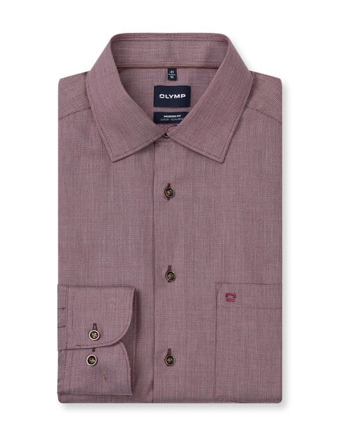 OLYMP Luxor Overhemd, Modern Fit, New Kent, Bordeauxrood