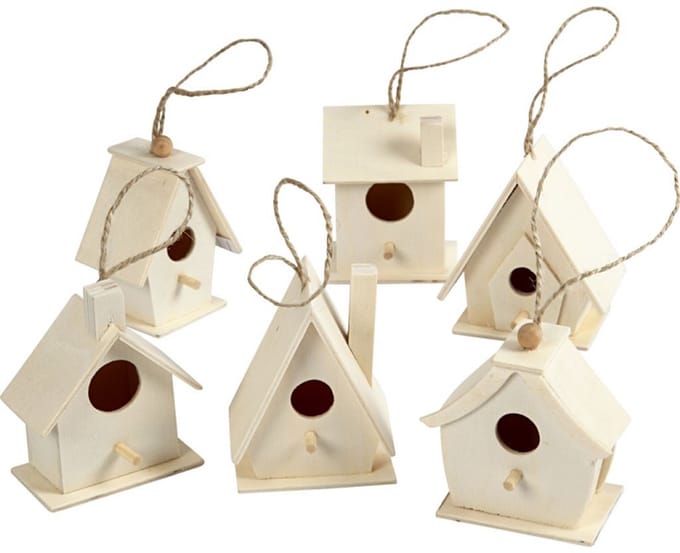 Creativ Company Houten Vogelhuisjes 6 stuks