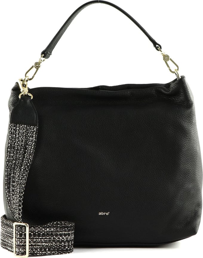 abro Leren Schoudertas Leather Dalia Hobo Bag Kaia Black / Gold Zwart