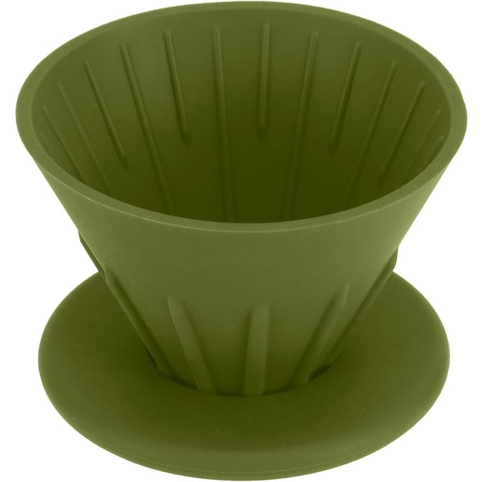 Filtre à café réutilisable en résine de silicone, passoire, verseur, accessoire pour machine à café pour la maison et l'extérieur vert