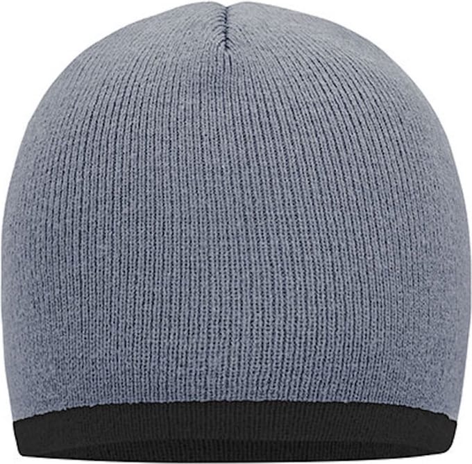 Myrtle Beach 'Contrasting Border Beanie' Lichtgrijs/Donkergrijs