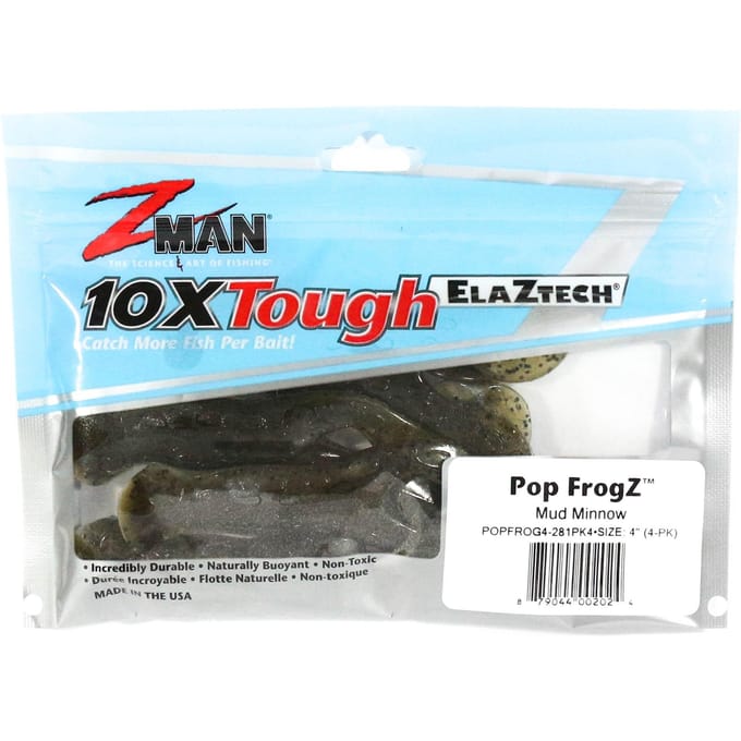 Zman Zacht kunstaas Pop FrogZ 4 Inch 4/Pack Mud Minnow (2024)