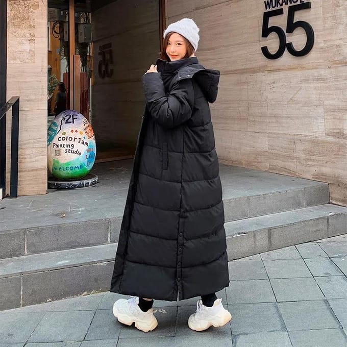 Parka jas extra maxi lange winter donsjas dames capuchon grote plus size dames windjack overjas bovenkleding gewatteerd S zwart