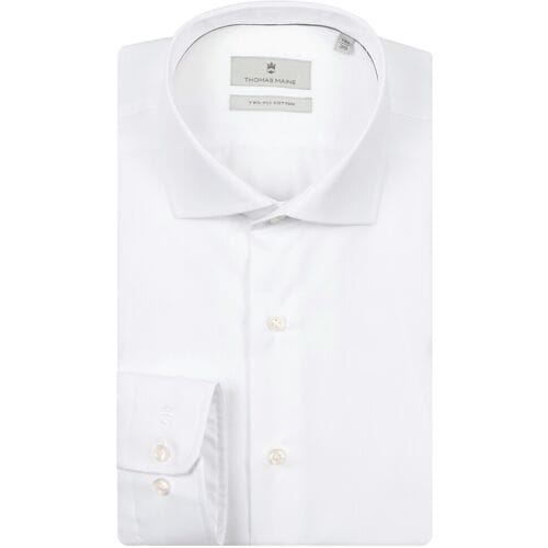 Thomas Maine Overhemd Roma Modern Kent Two-Ply Cotton Non-Iron Pinpoint Wit / male