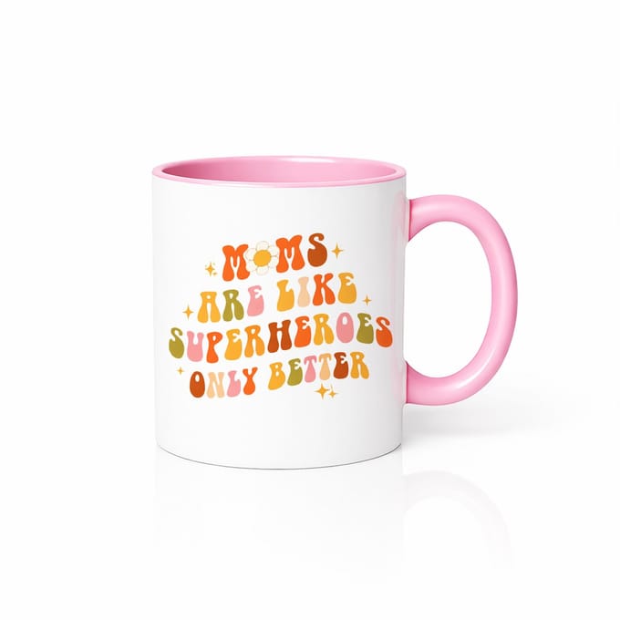Roze Witte Cadeau Mok - Superheroes Only Better Quote - Perfect Moederdag Cadeautje