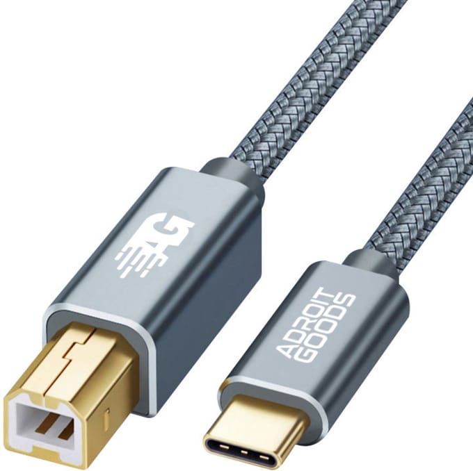 AdroitGoods Usb-C Naar Usb-B Kabel - Printerkabel - 100 Centimeter - Grijs