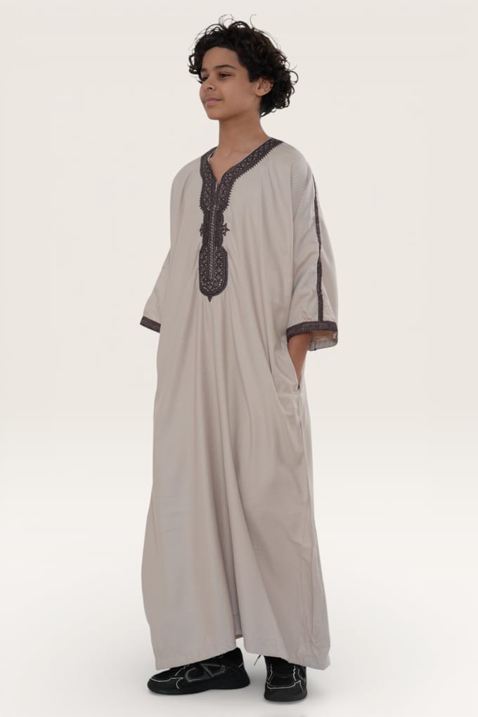 Kinderen jongens zalm bordeaux Marokkaanse Thobe gewaad Djellaba Gandoura Eid Jubba- K-HM66