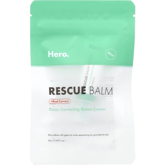 Hero Cosmetics, Rescue Balm + Red Correct, Mini, 0.169 fl oz (5 ml) white