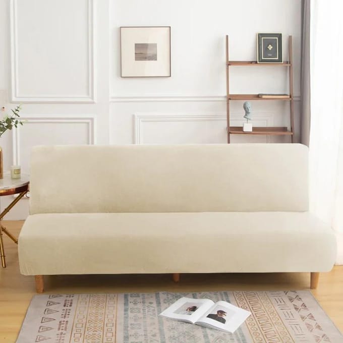 Armloze Futonhoes Eenvoudig te Installeren Stretch Bankbed Overhoes Zacht Elastisch Gestructureerd Volledige Maat Futonhoezen Futon Bankbed M 155-185cm beige