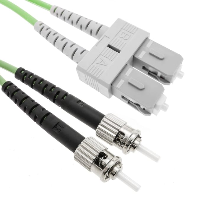 BeMatik - OM5 multimode glasvezelkabel duplex 50 µm / 125 µm ST / PC naar SC / PC 100 Gb 2 m