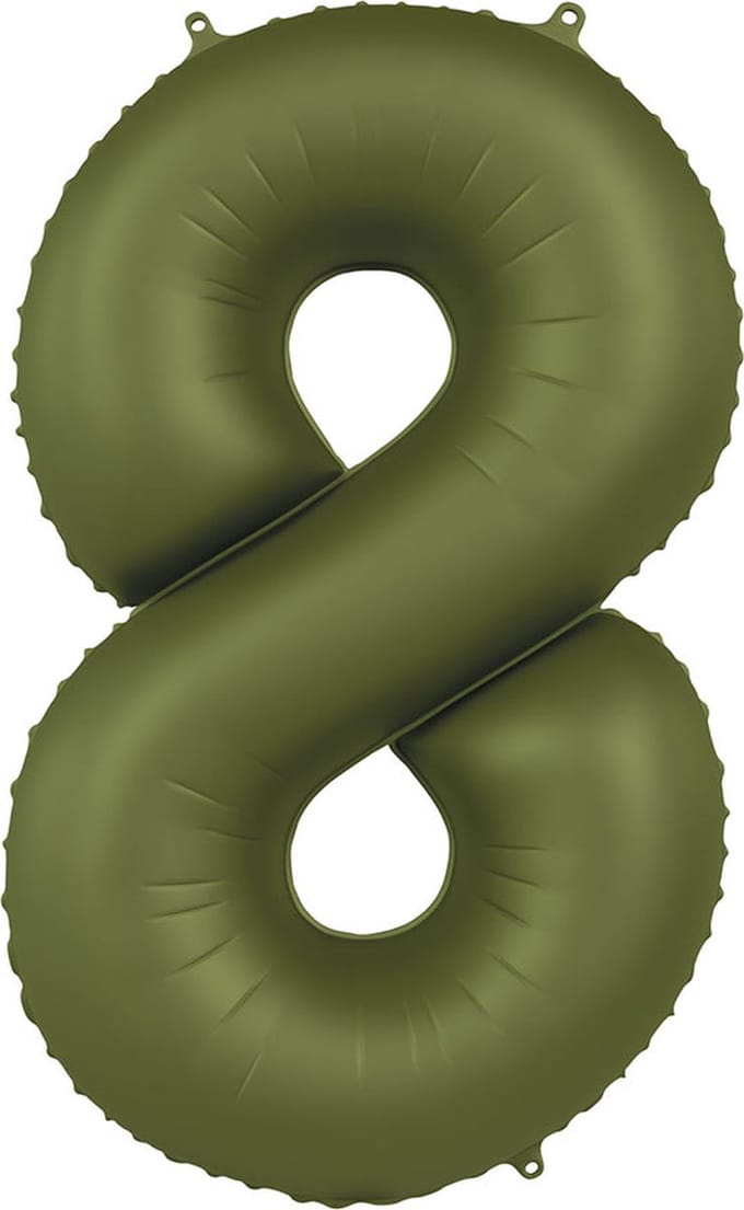 Folieballon Cijfer 8 - Olive Green - Ultra Matt - 86 cm