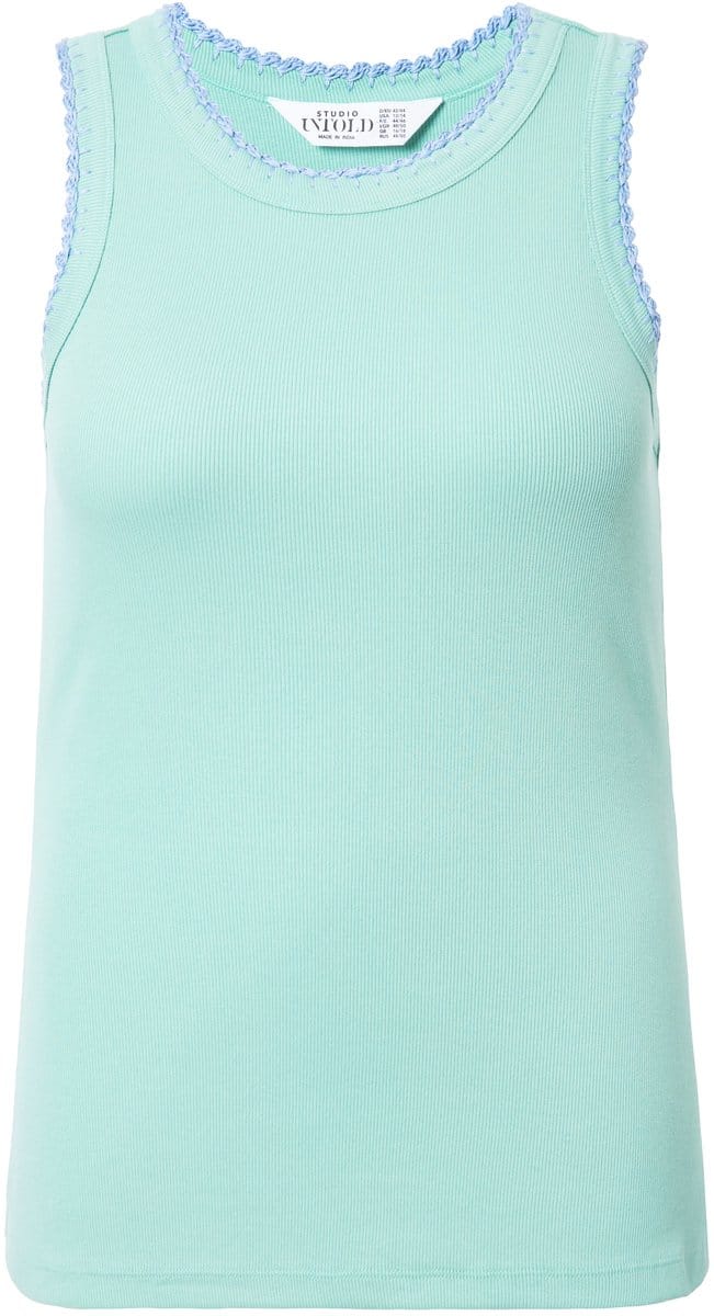 Studio Untold - Dames - Ribtop slim basic shape gekleurde bies - Aloë vera - Maat 46+