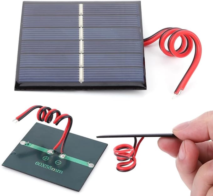 Klein Zonnepaneel - Zonne Cell Lader - DIY Projecten - Poly Kristallijn - 60 X 55 Mm - Zwart