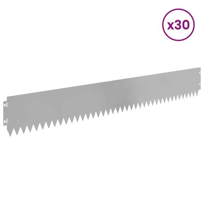 vidaXL - Gazonrand - 30 - st - 103 - x - 15 - cm - Staal - zilver