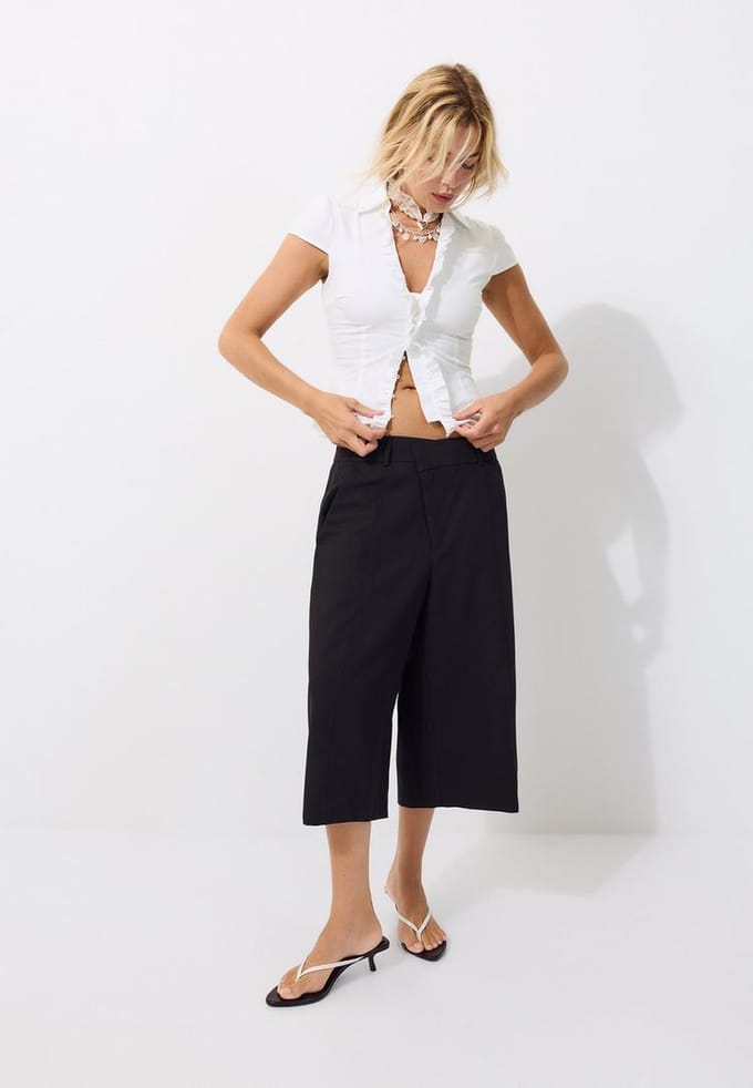 Stradivarius Getailleerde blouse met ruches  Wit XS