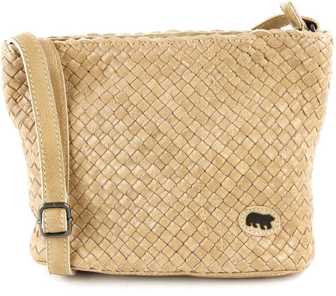 Bear Design Joan Leren Schoudertas met Vlechtwerk - Baltic Beige