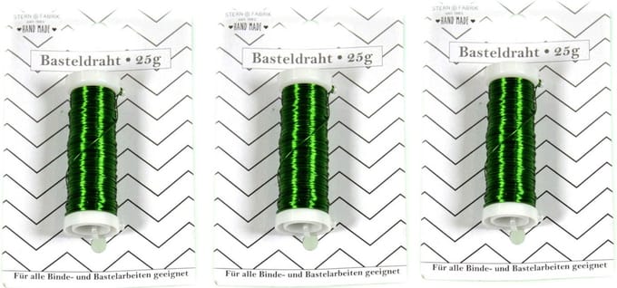 Stern Fabrik Binddraad/wikkeldraad - 3x rolletjes - groen - 50 m x 0,35 mm - hobbydraad/bloemendraad