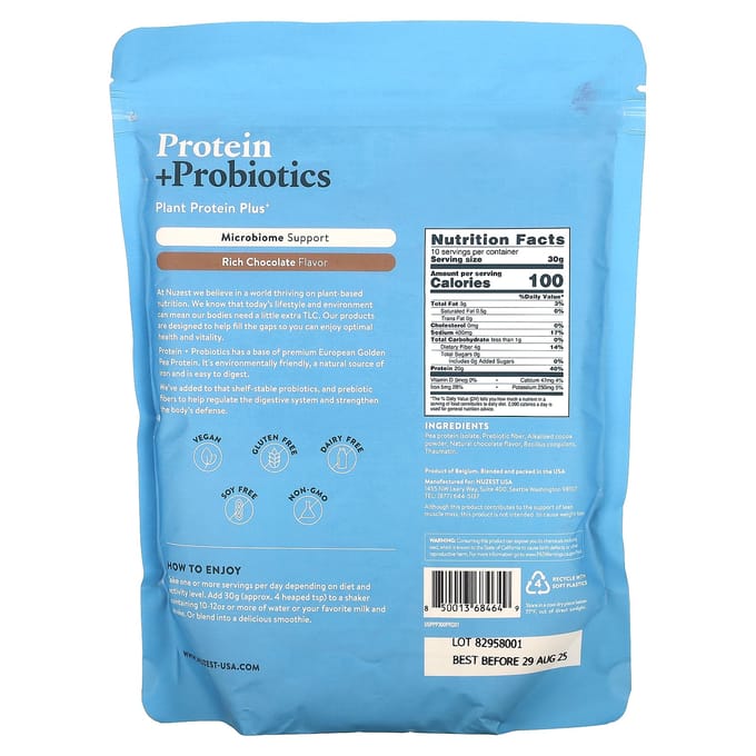 Nuzest, Protéine + Probiotique, Chocolat Riche, 10,6 oz (300 grammes)