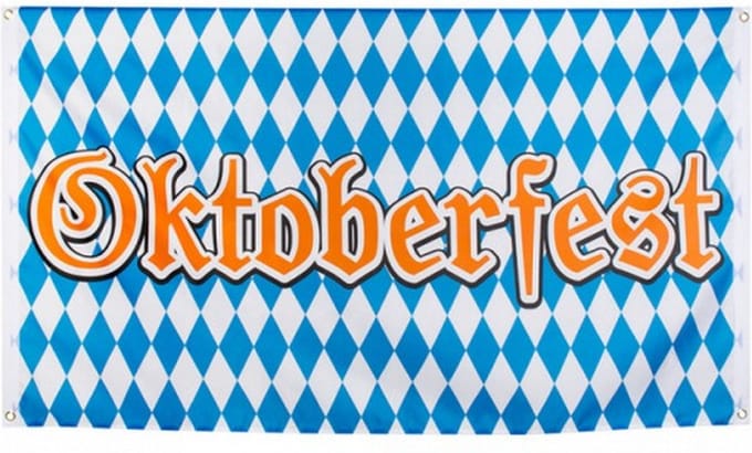 vlag Oktoberfest 90x150 cm polyester blauw/wit