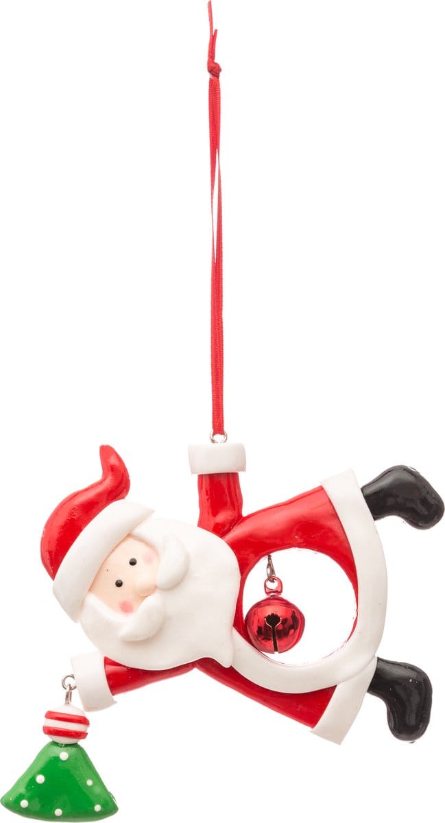 JJA - Kerstman hanger met belletje 10 cm willekeurig model voor kerstboom