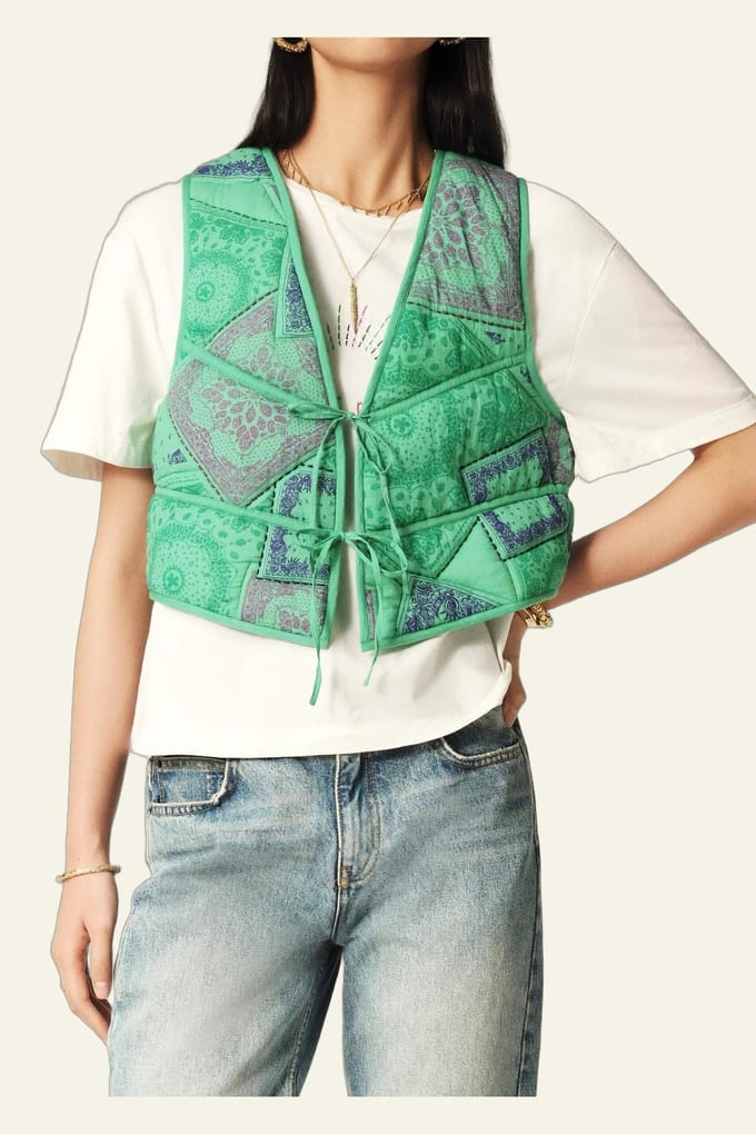 BA&SH Gilet May Vert Maat: M | Gilets Outlet | Dames | Groen