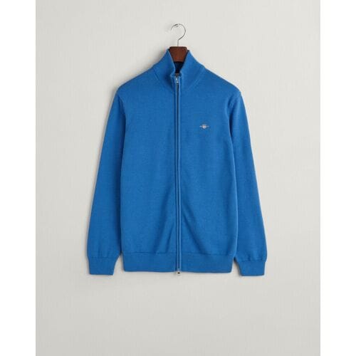 Gant Vest Casual Cotton Zip Cardigan Rich Blue / male