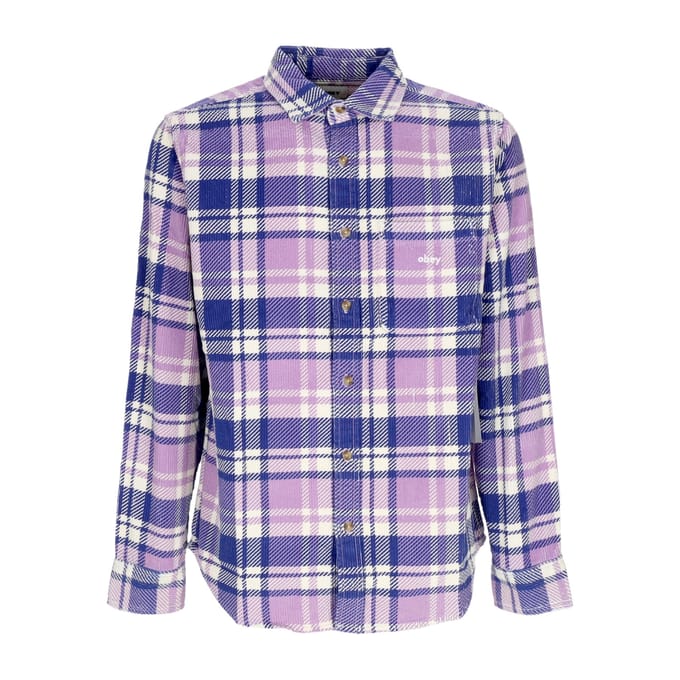 Benny Cord Geweven Heren Shirt Met Lange Mouwen L/s Paars Roze Multi