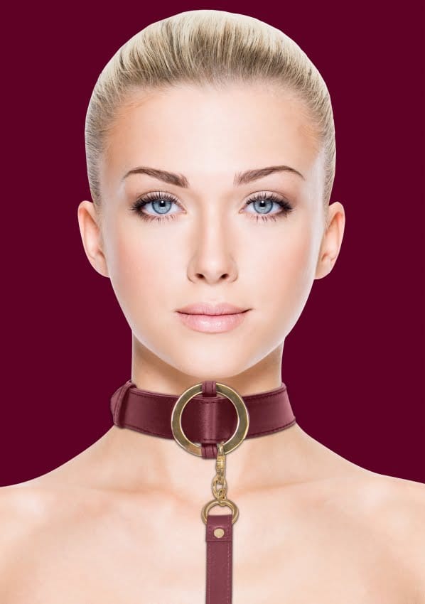 Ouch Halo - Luxe Collar met Riem - Burgundy